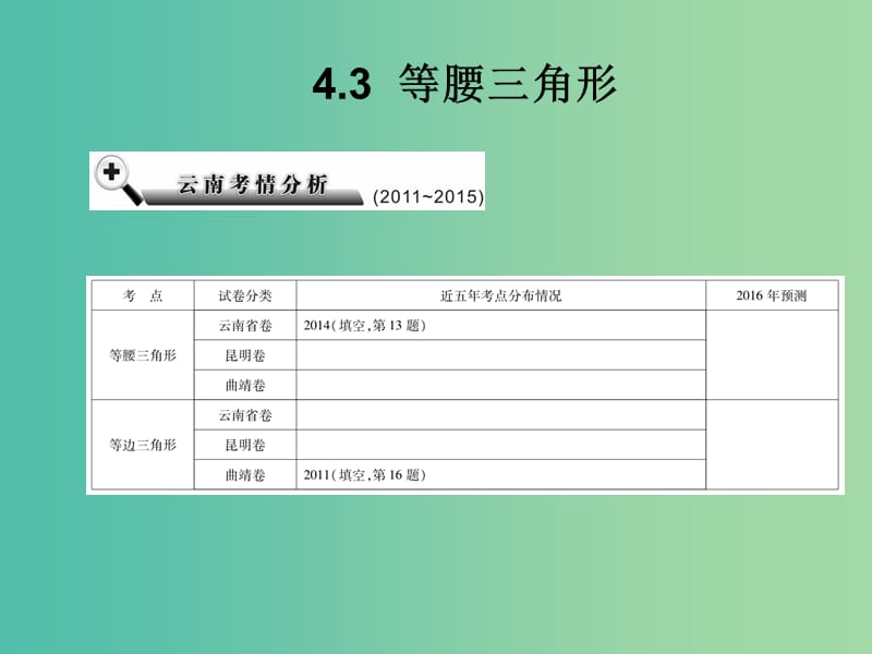 中考数学总复习 第四章 三角 4.3 等腰三角形课件.ppt_第2页