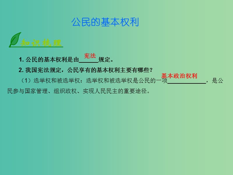 八年级政治上册 3.6.1 公民的基本权利课件 北师大版.ppt_第1页