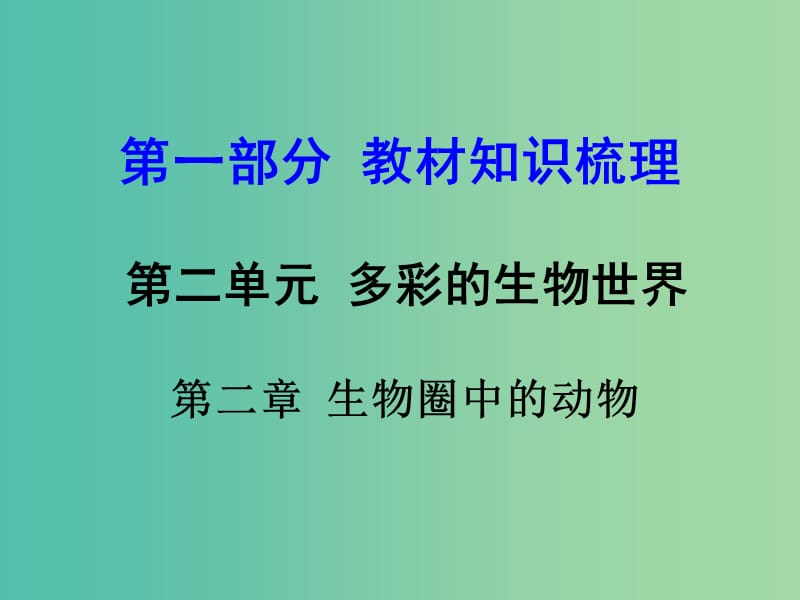 中考生物 第二单元 第二章 生物圈中的动物复习课件 济南版.ppt_第1页