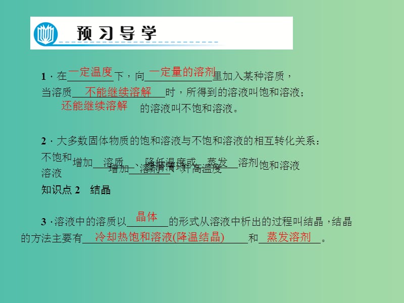 九年级化学下册 第9单元 课题2 第1课时 饱和溶液与不饱和溶液习题课件 新人教版.ppt_第2页