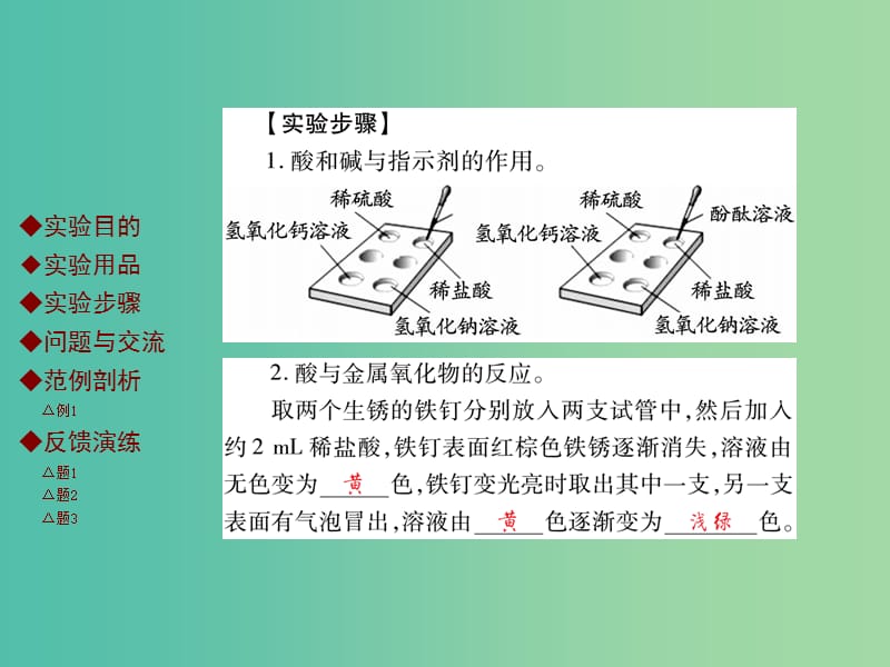 九年级化学下册 第十单元 酸和碱 实验活动6 酸、碱的化学性质课件 新人教版.ppt_第3页