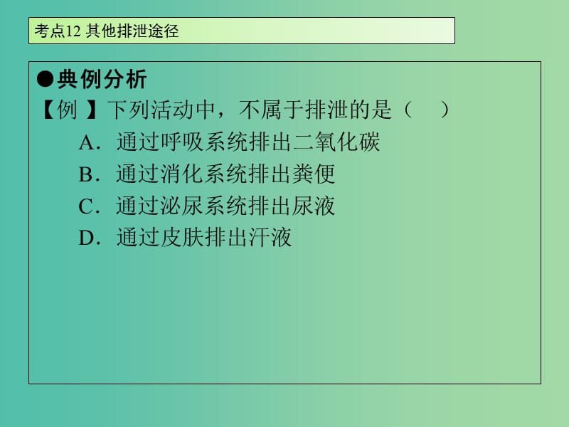 中考生物 第4单元 考点12 其他排泄途径课件 新人教版.ppt_第3页