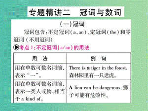 中考英語總復習 第二篇 中考專題突破 第一部分 語法專題 專題精講二 冠詞和數(shù)詞課件 仁愛版.ppt