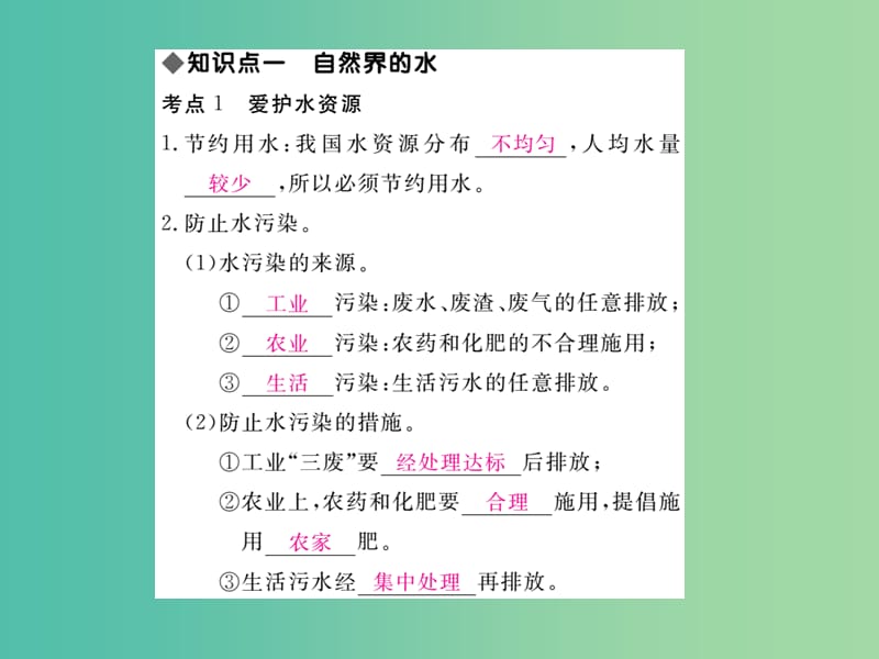 中考化学 知识清单复习 第四单元 自然界的水课件 新人教版.ppt_第2页