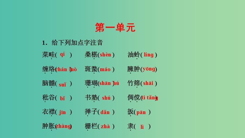 中考语文 考点集训2 七下 单元字词闯关复习课件.ppt_第2页