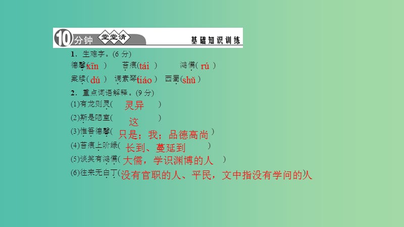 七年级语文下册 第六单元 22《陋室铭》习题课件 语文版.ppt_第2页