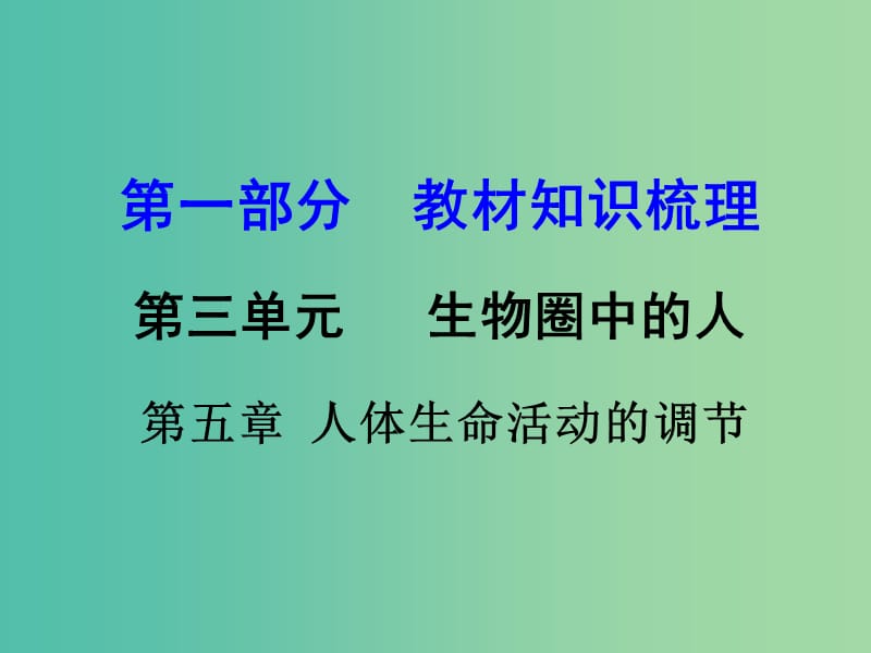 中考生物 第三单元 第五章 人体生命活动的调节复习课件 济南版.ppt_第1页