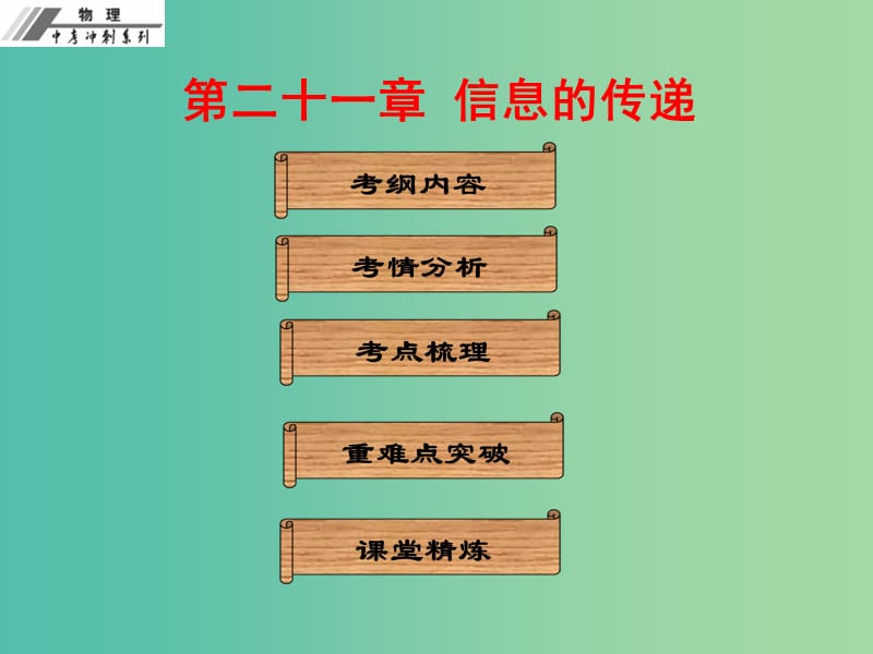 中考物理冲刺复习 第二十一章 信息的传递课件 新人教版.ppt_第1页