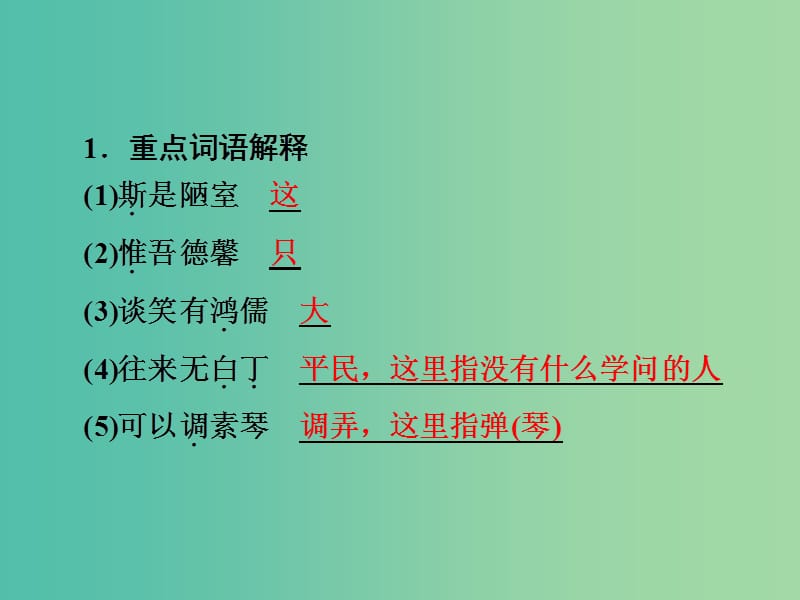 中考语文 第一篇 课内重点文言文梳理三 陋室铭讲解课件.ppt_第2页