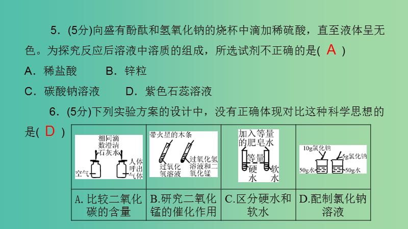 九年级化学下册 专题测试四 科学探究课件 新人教版.ppt_第3页