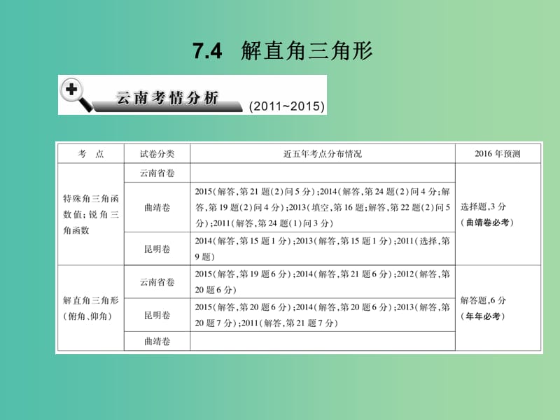 中考数学总复习 第七章 空间与图形 7.4 解直角三角形课件.ppt_第2页