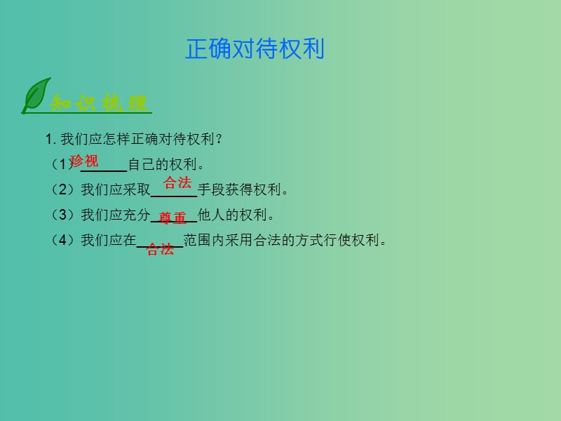 八年级政治上册 3.7.1 正确对待权利课件 北师大版.ppt_第1页