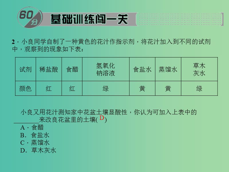 九年级化学下册 第10单元 实验活动7 溶液酸碱性的检验课件 新人教版.ppt_第3页