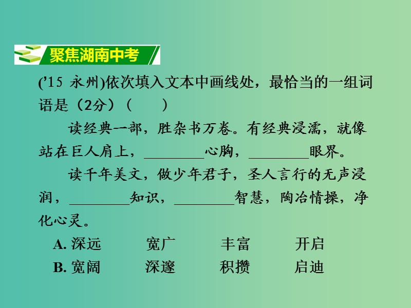 中考语文 第一部分 积累与运用 专题2 词语的理解与运用复习课件 新人教版.ppt_第2页