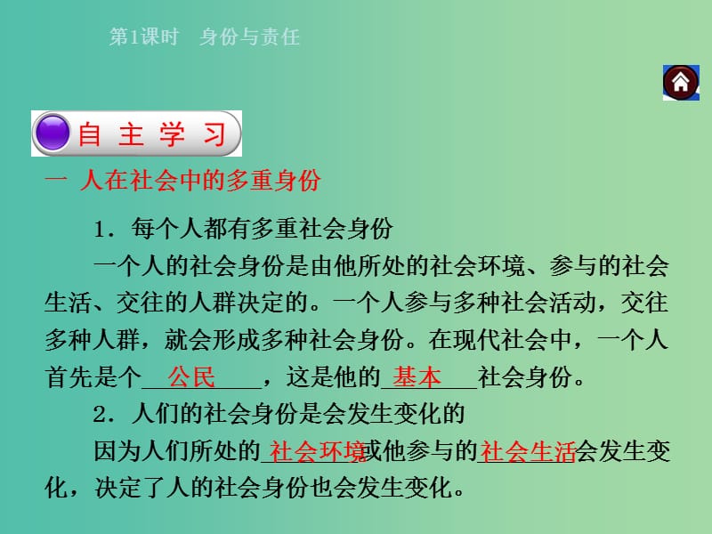 八年级政治下册 第八单元 第三课 社会身份与责任 第1课时 身份与责任同步课件 粤教版.ppt_第2页