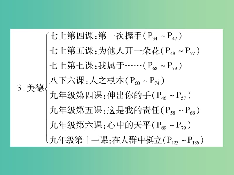 中考政治 综合归纳总复习 第二部分 道德教育课件 人民版.ppt_第3页