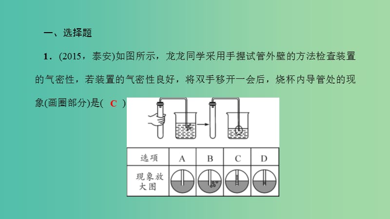 中考化学 第24讲 专题二 气体的制备（练）课件.ppt_第2页