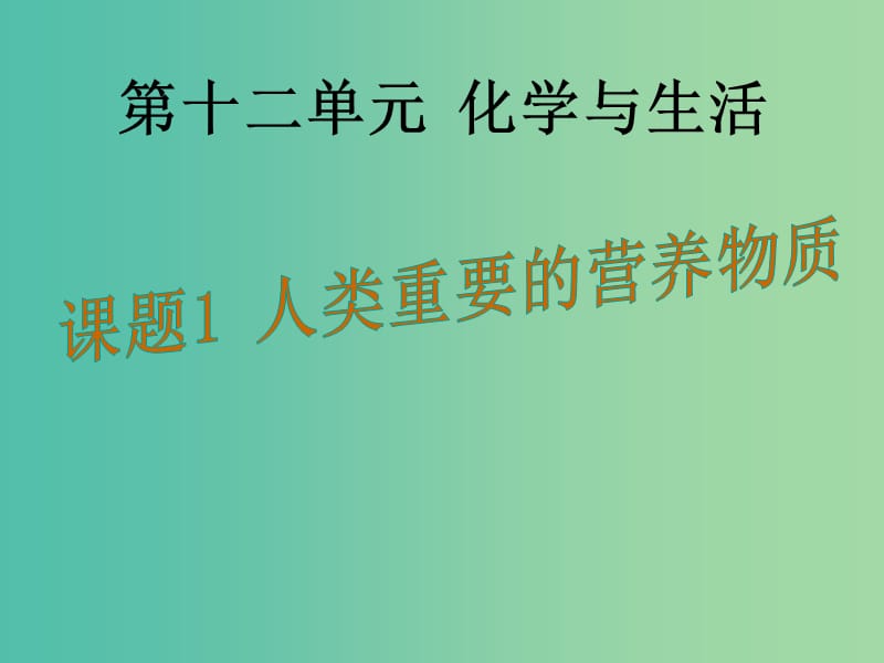 九年级化学下册 第12单元 课题1 人类重要的营养物质课件 （新版）新人教版.ppt_第1页