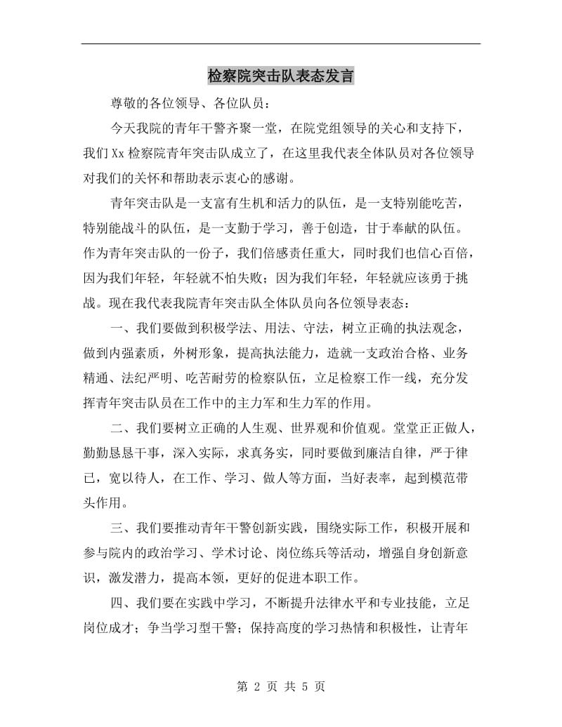 检察院突击队表态发言.doc_第2页