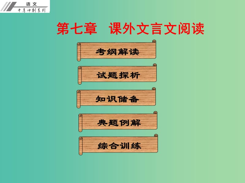 中考语文冲刺复习 第七章 课外文言文阅读课件 新人教版.ppt_第1页