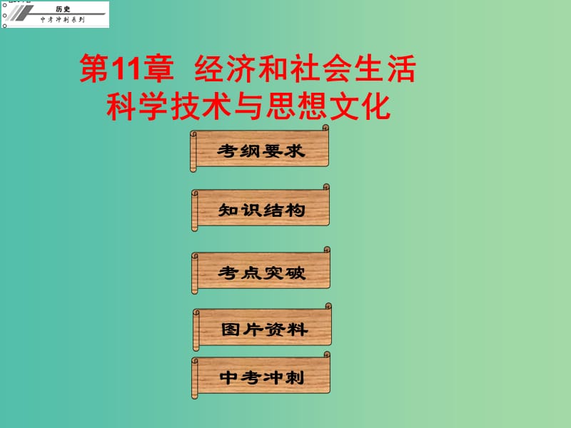 中考历史冲刺复习 基础梳理 第11章 经济和社会生活科学技术与思想文化课件.ppt_第1页