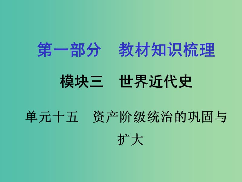 中考政治 第一部分 教材知识梳理 第十五单元 资产阶级统治的巩固与扩大课件 新人教版.ppt_第1页