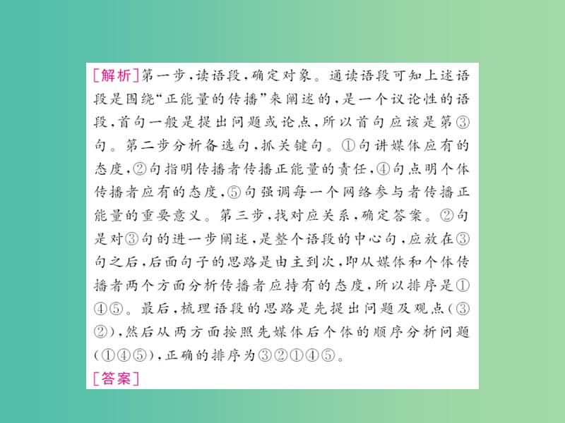 中考语文 第一部分 积累与应用 专题四 句子的排序与链接课件.ppt_第3页