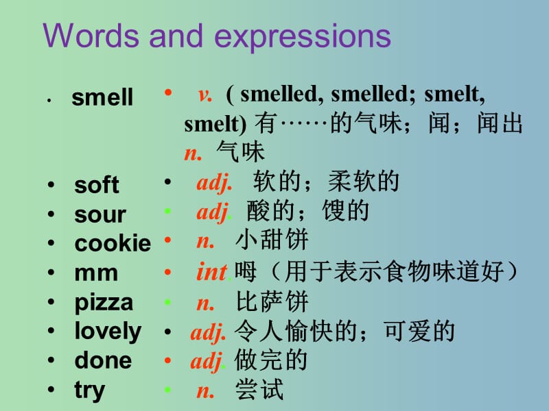 八年级英语下册《Module 1 Unit 1 It smells delicious》课件 （新版）外研版.ppt_第2页