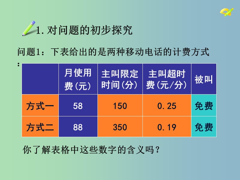 七年级数学上册 3.4《实际问题与一元一次方程》电话计费问题课件 （新版）新人教版.ppt_第2页