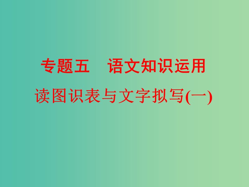 中考语文 第二篇 语文知识积累与运用 专题五 语文知识运用 读图识表与文字拟写（一）练习课件.ppt_第1页