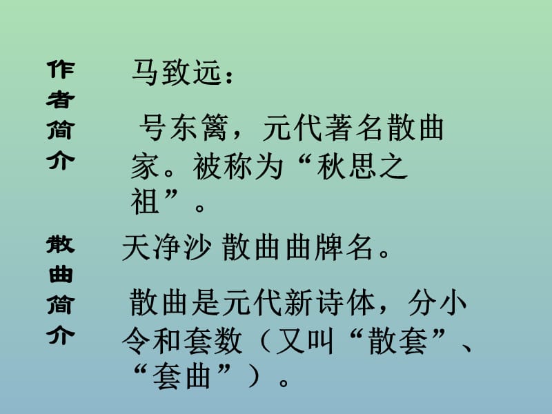 八年级语文下册 第二单元 诵读欣赏《诗词曲三首》天净沙 秋思课件 苏教版.ppt_第3页