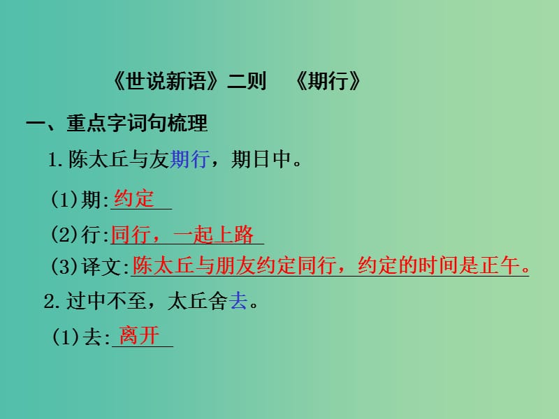 中考语文 第一部分 教材知识梳理 文言文知识复习 七上 二.《世说新语》二则课件.ppt_第2页