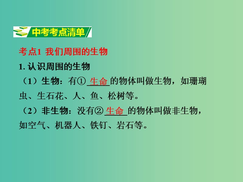 中考生物 第一部分 教材知识梳理 第1单元 第1章 周围的生物世界复习课件 苏教版.ppt_第3页