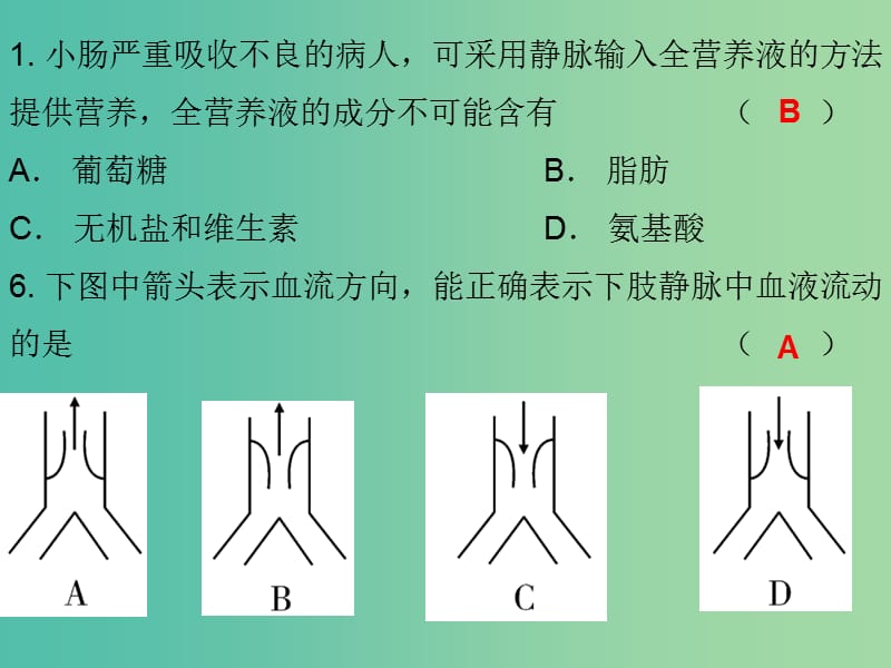 中考生物总复习 第九单元 专题训练五 人体的营养和呼吸课件.ppt_第2页