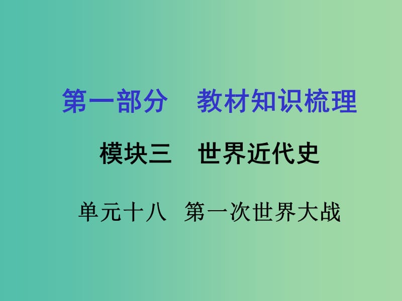 中考政治 第一部分 教材知识梳理 第十八单元 第一次世界大战课件 新人教版.ppt_第1页