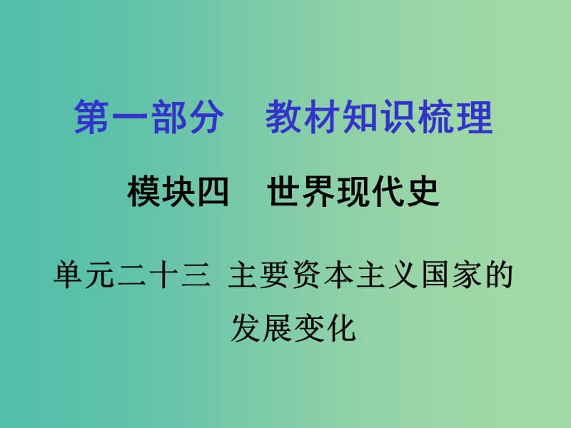 中考政治 第一部分 教材知识梳理 第二十三单元 主要资本主义国家的发展变化课件 新人教版.ppt_第1页