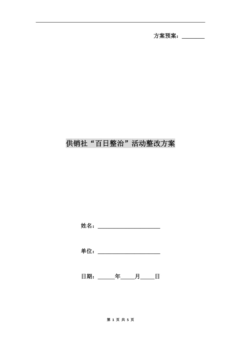 供销社“百日整治”活动整改方案A.doc_第1页