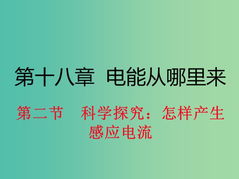 九年级物理全册 第18章 电能从哪里来 第2节 科学探究 怎样产生感应电流课件1 （新版）沪科版.ppt_第1页