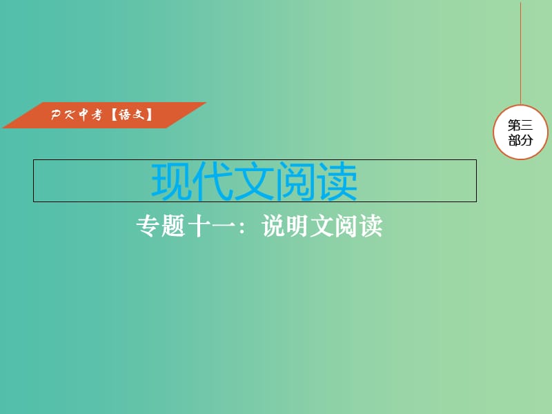 中考语文复习 第三部分 现代文阅读 专题十一 说明文阅读课件.ppt_第1页