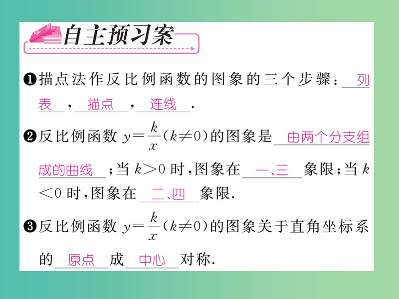 八年级数学下册 第6章 反比例函数 6.2 反比例函数的图像（第1课时）课件 （新版）浙教版.ppt_第2页