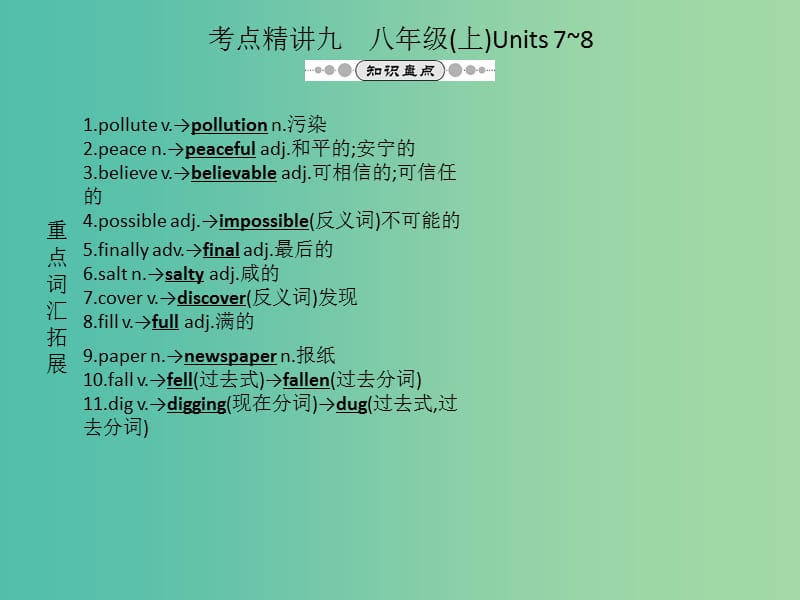 中考英语 教材考点精讲九 八上 Units 7-8复习课件 人教新目标版.ppt_第1页