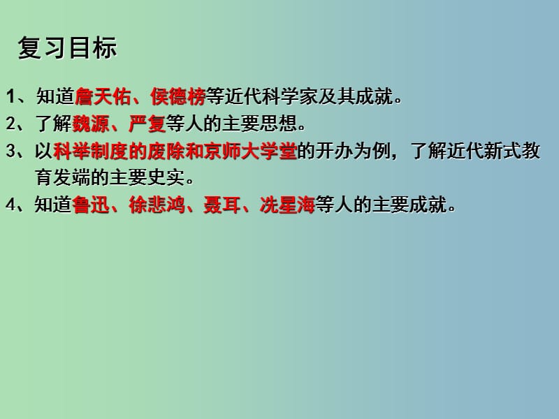 中考历史第一轮考点冲刺复习 八上 第七单元 科学技术与思想课件 新人教版.ppt_第2页