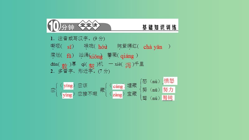 七年级语文下册 第四单元 13《我爱这土地》习题课件 语文版.ppt_第2页