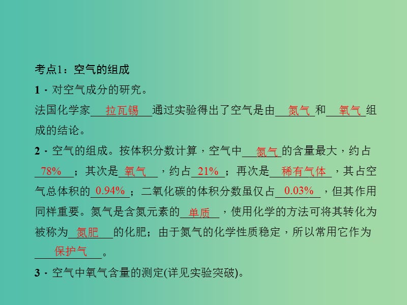 中考化学总复习 第一部分 第一单元 走进化学世界 第3讲 空气课件 新人教版.ppt_第3页