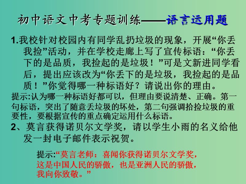 中考语文一轮专题复习 语言运用课件.ppt_第2页