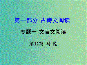 中考語文 第一部分 古代詩文閱讀 專題一 文言文閱讀 第12篇 馬說課件.ppt