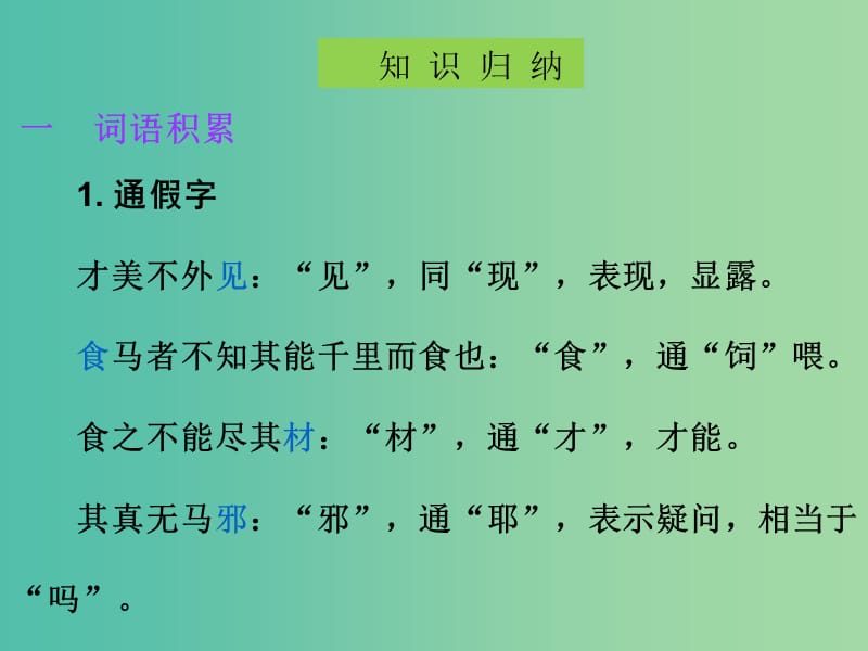 中考语文古诗文必考+必练 第一部分 八下 马说课件.ppt_第3页