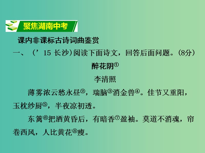 中考语文 第二部分 古诗文阅读 专题4 课内非课标及课外古诗词曲鉴赏复习课件 新人教版.ppt_第2页