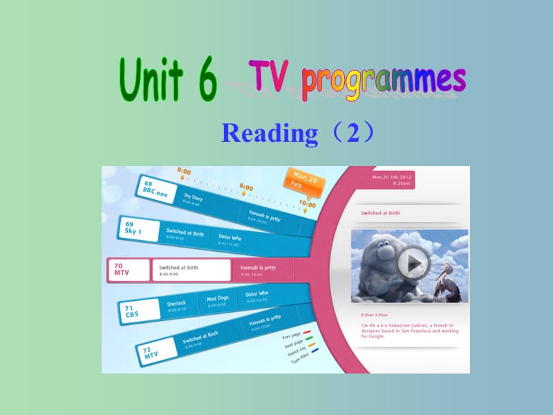 九年级英语上册 Unit 6 TV programmes Reading 2课件 （新版）牛津版.ppt_第1页