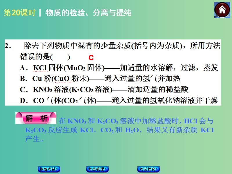 中考化学第一轮复习 第20课时 物质的检验、分离与提纯课件 新人教版.ppt_第2页